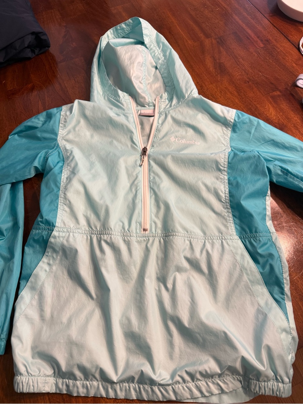 Columbia Light Blue/Turquoise Windbreaker Hoodie